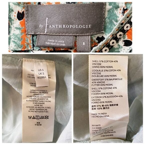 Anthropologie Astrid tunic mini dress in blue green‎ motif, New with tag - Picture 12 of 16